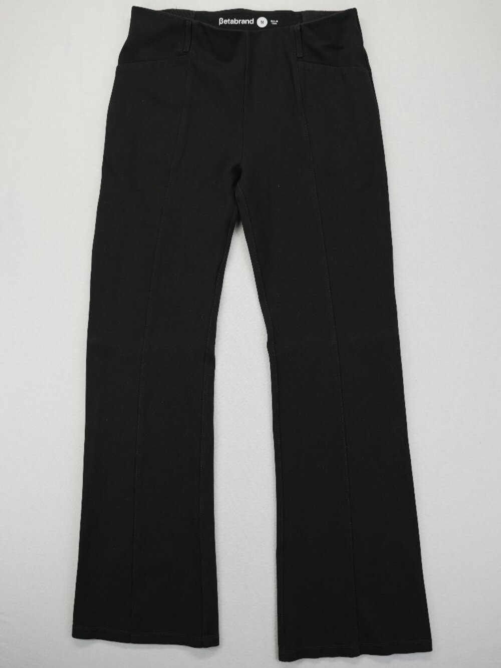 Betabrand Pants Womens M Medium Long Black Flare Dress Yoga Pull On Stretch Pant